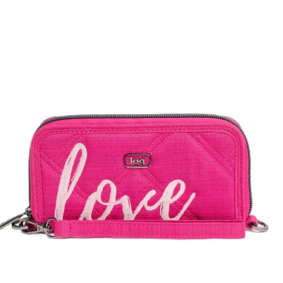 Lug Whirly Love RFID Wristlet Wallet Brushed Rosette Pink with Bubble Pink Love - Picture 4 of 12